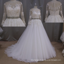 En gros nouveau modèle manches longues robe de mariée robe de mariée